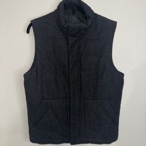 Gap Charcoal Wool Vest High‎ Zip Up Size XS Side Pockets Puffer MENS